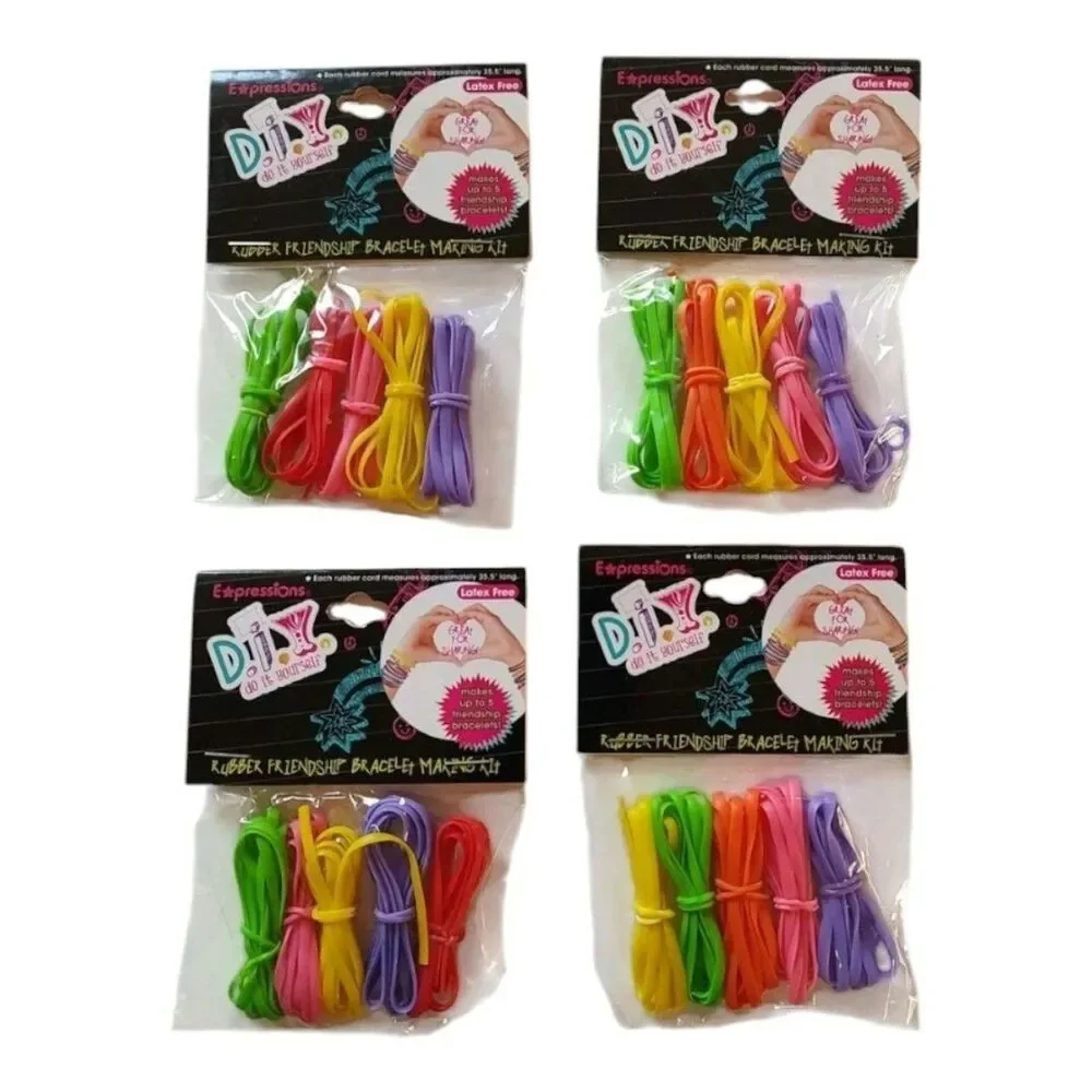 Lot of 4 Packs Expressions DIY Rubber Friendship Bracelet Making Kit Latex Free